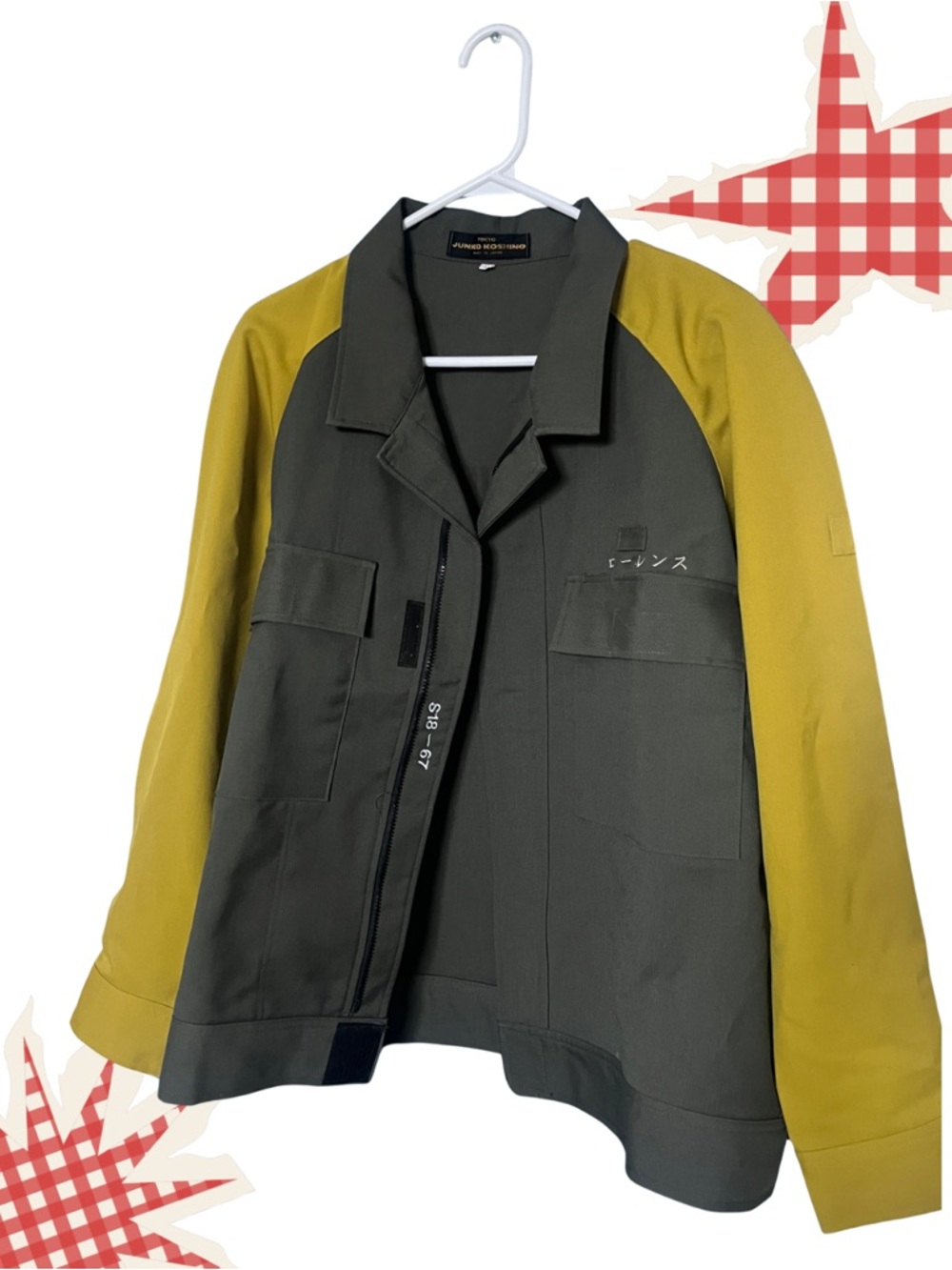 Two-Tone Utility Style Jacket with Mustard Sleeves
